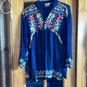 DURGA Embroidered Floral Tunic Top, Size M/L